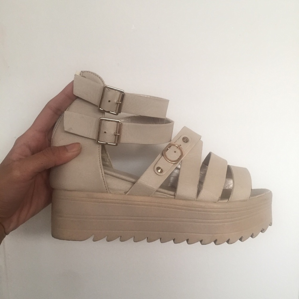 nude strappy platform sandals
